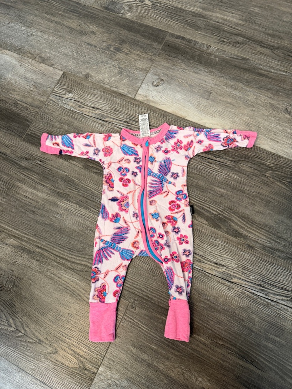 Bonds Pink Floral & Butterfly Footed Onesie